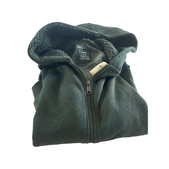 $60 Aerie Cotton Blend Fleece Zip Up Sweatshirt Hoodie Sze Medium Sage Green NWT - Picture 10 of 13